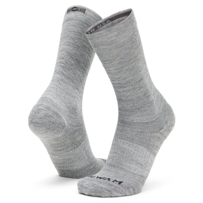 Axiom Lightweight Compression Crew Sock With Merino Wool - Grey full product perspective - made in The USA Wigwam Socks