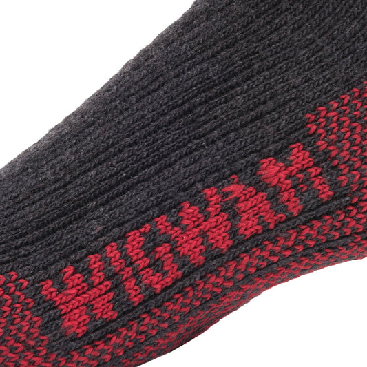 Canada II Heavyweight Wool Crew Sock - Charcoal knit-in logo
