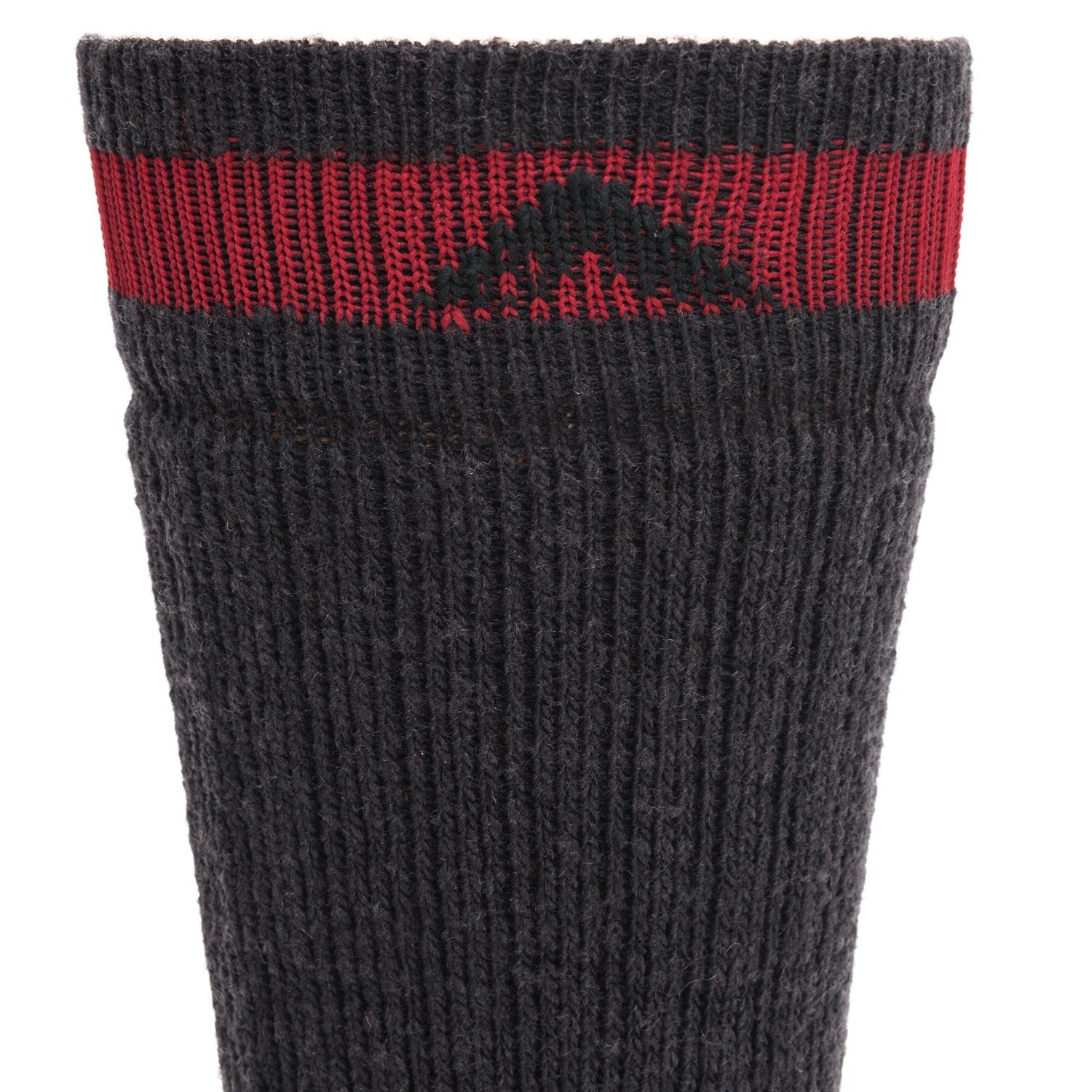 Canada II Heavyweight Wool Crew Sock - Charcoal cuff perspective - made in The USA Wigwam Socks