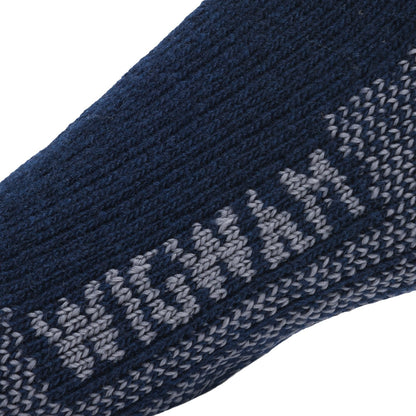 Canada II Heavyweight Wool Crew Sock - Navy II knit-in logo - made in The USA Wigwam Socks