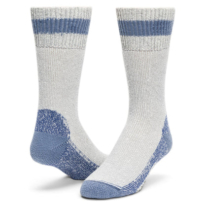 Diabetic Thermal Crew Heavyweight Sock With Wool - Grey/Denim full product perspective - made in The USA Wigwam Socks