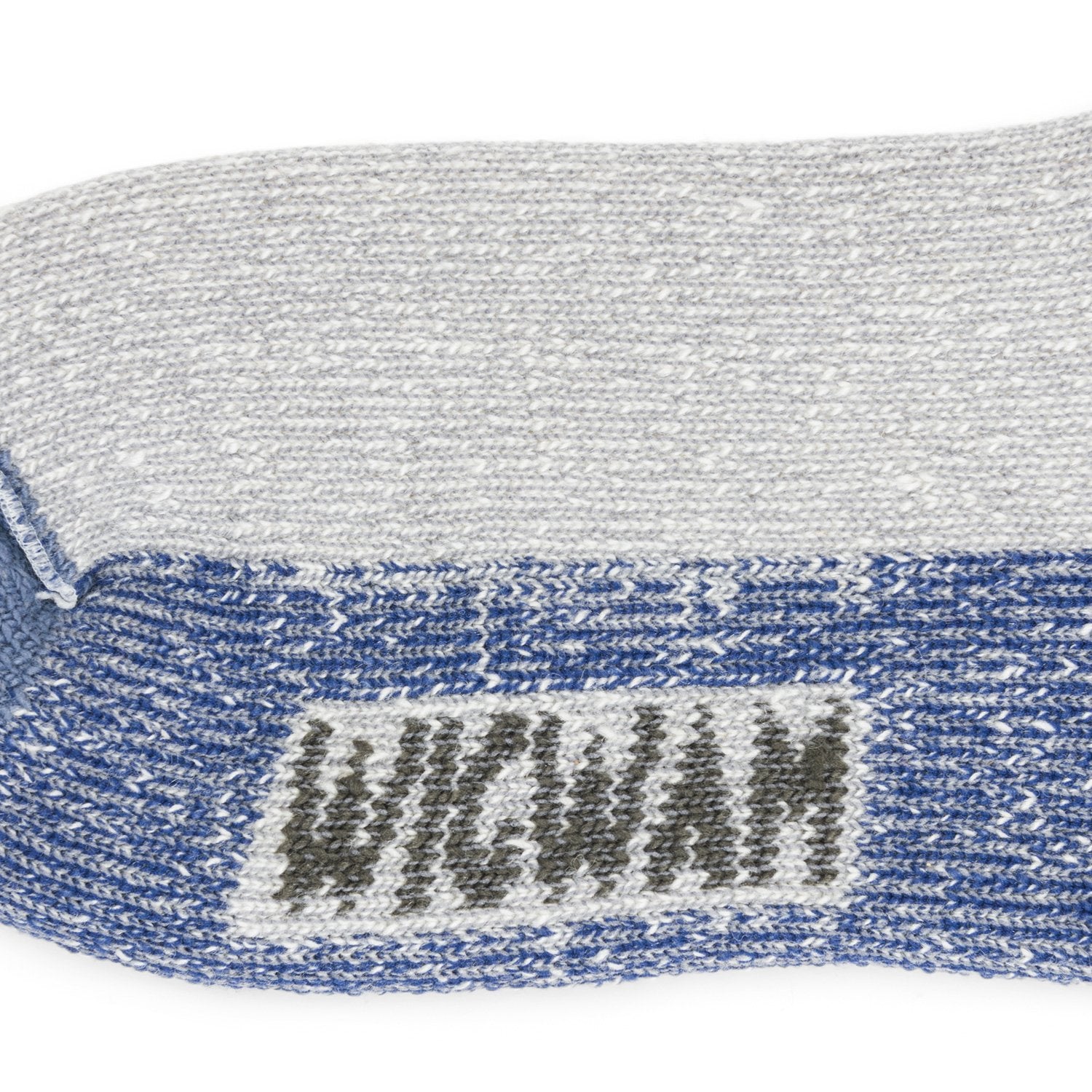 Diabetic Thermal Crew Heavyweight Sock With Wool - Grey/Denim knit-in logo - made in The USA Wigwam Socks