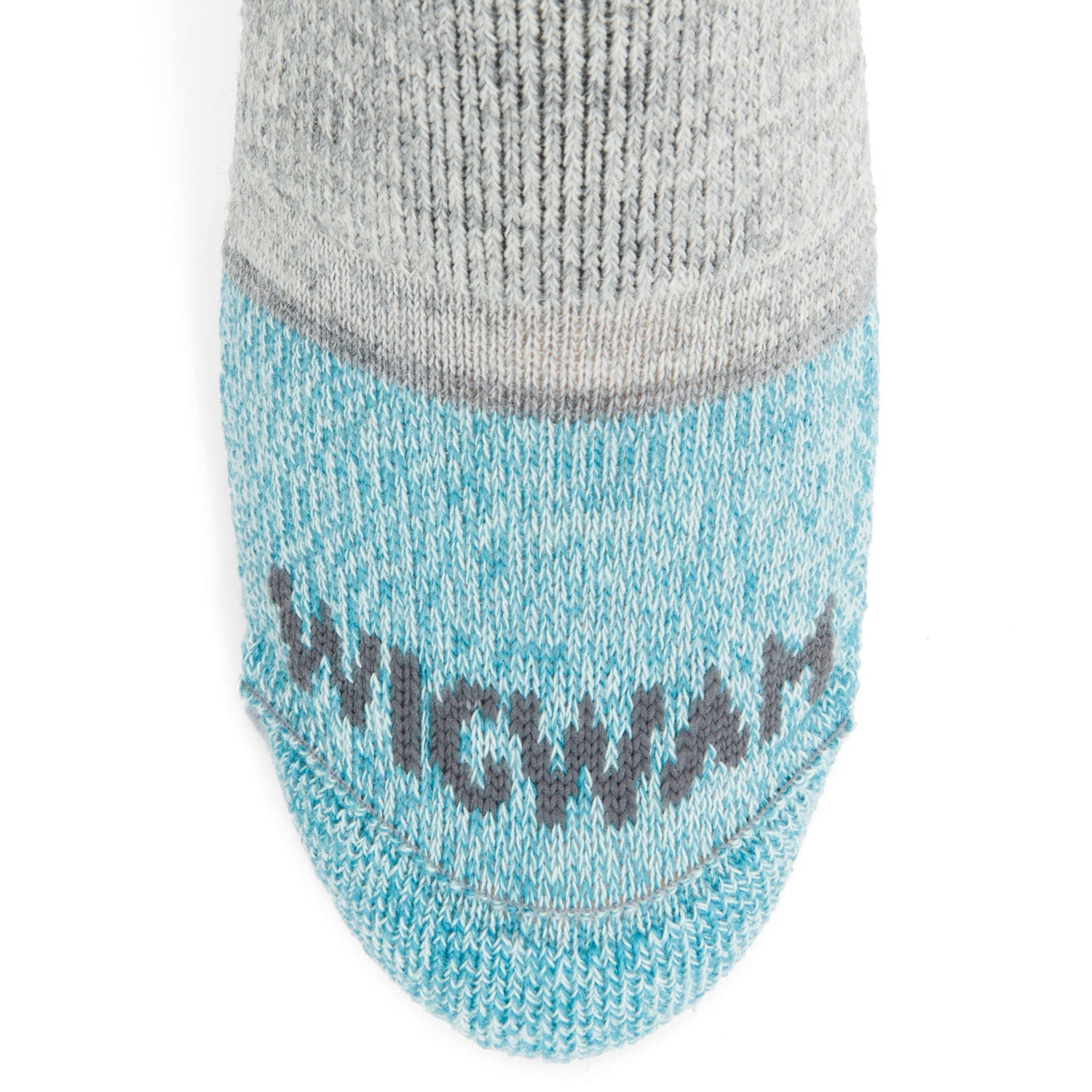 Merino Lite Hiker Midweight Crew Sock - Light Grey Heather toe perspective - made in The USA Wigwam Socks