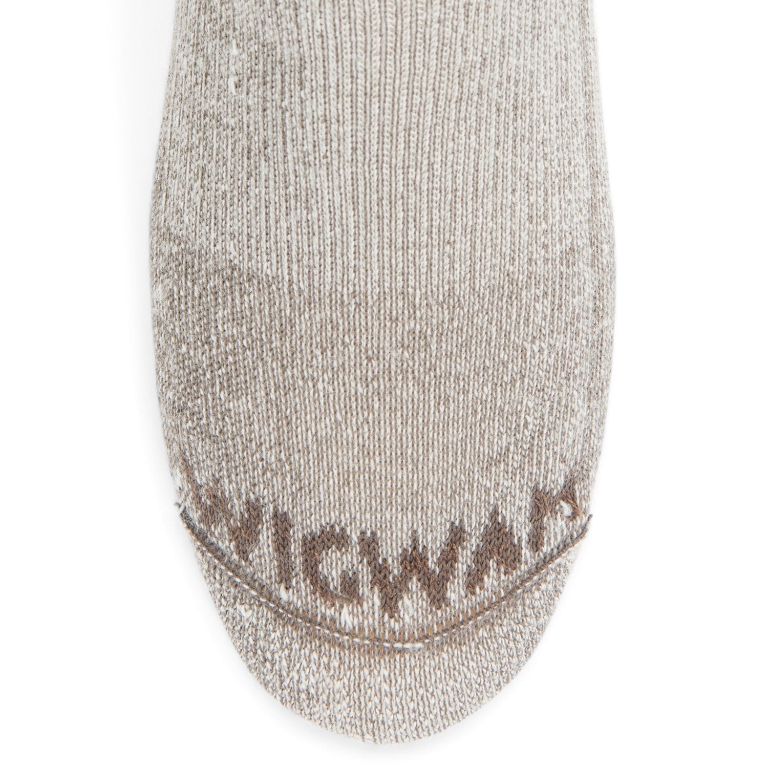 Merino Comfort Hiker Midweight Crew Sock - Taupe toe perspective - made in The USA Wigwam Socks