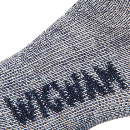 Merino Kid's Comfort Hiker Sock - Navy II knit-in logo - made in The USA Wigwam Socks