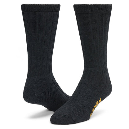 Merino/Silk Hiker Heavyweight Crew Sock - Black full product perspective - made in The USA Wigwam Socks