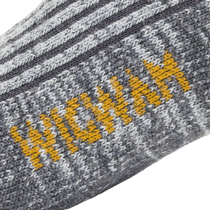 Merino/Silk Hiker Heavyweight Crew Sock - Charcoal knit-in logo - made in The USA Wigwam Socks