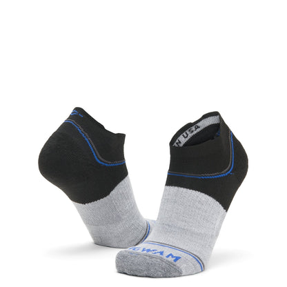 Surpass Lightweight Low Sock - Black/Grey full product perspective - made in The USA Wigwam Socks