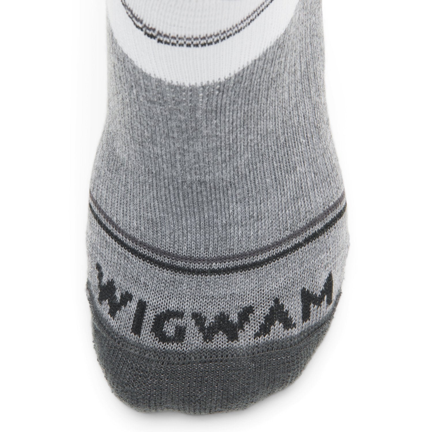 Surpass Lightweight Low Sock - White/Grey toe perspective - made in The USA Wigwam Socks