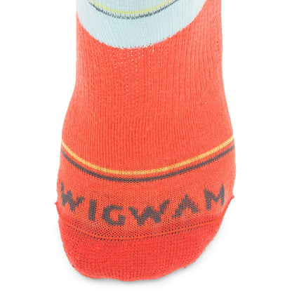 Surpass Lightweight Low Sock - Yucca/Red toe perspective - made in The USA Wigwam Socks