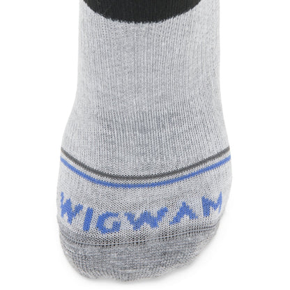 Surpass Lightweight Quarter Sock - Black/Grey toe perspective - made in The USA Wigwam Socks