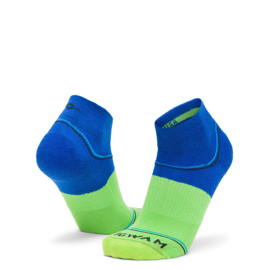 Surpass Lightweight Quarter Sock - Blue/Green full product perspective