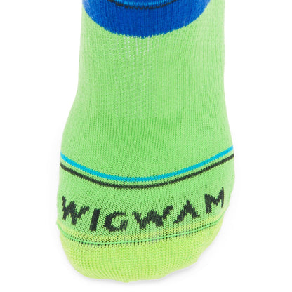 Surpass Lightweight Quarter Sock - Blue/Green toe perspective - made in The USA Wigwam Socks