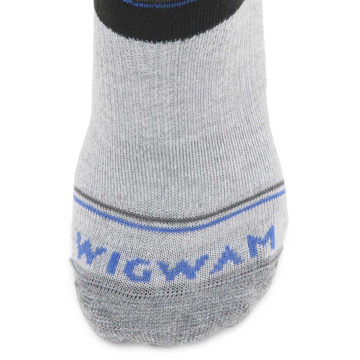 Surpass Lightweight Mid Crew Sock - Black/Grey toe perspective - made in The USA Wigwam Socks