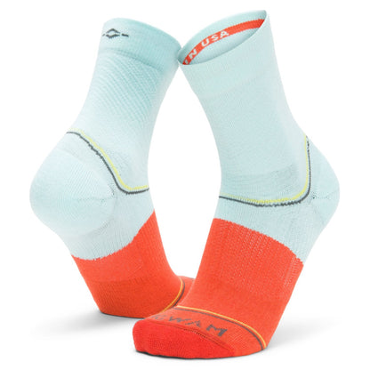Surpass Lightweight Mid Crew Sock - Yucca/Red full product perspective - made in The USA Wigwam Socks