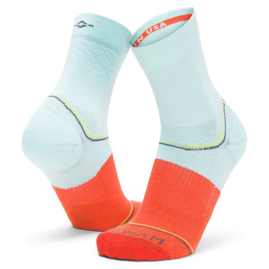 Surpass Lightweight Mid Crew Sock - Yucca/Red full product perspective
