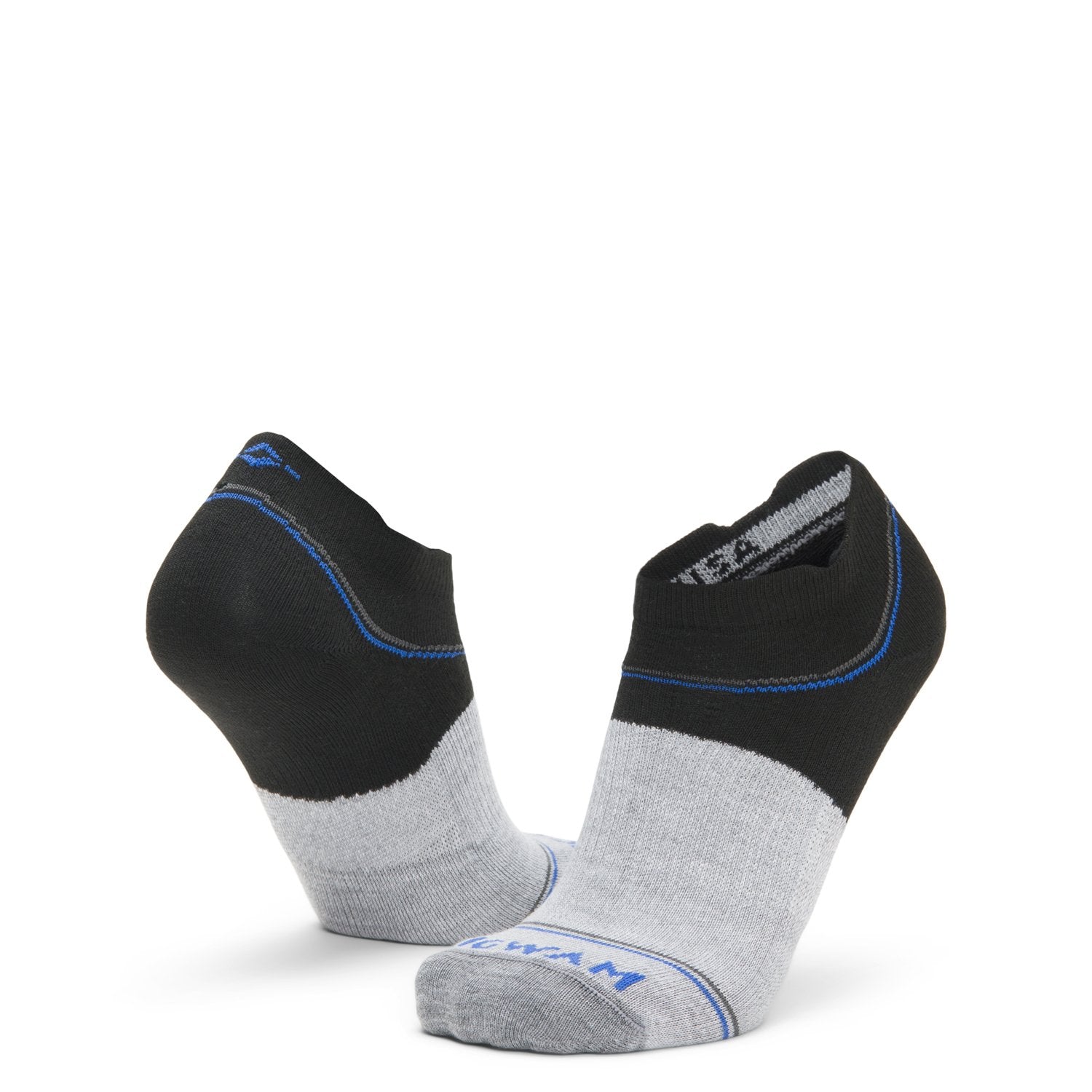 Surpass Ultra Lightweight Low Sock - Black/Grey full product perspective - made in The USA Wigwam Socks