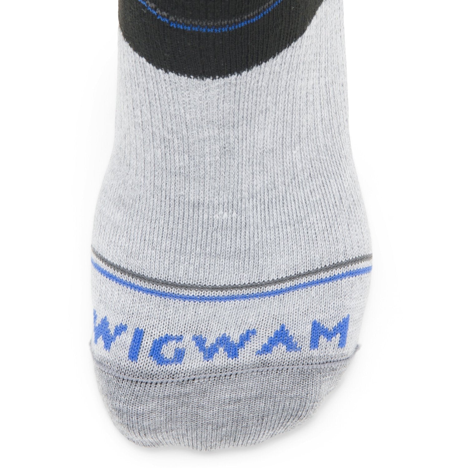 Surpass Ultra Lightweight Low Sock - Black/Grey toe perspective - made in The USA Wigwam Socks