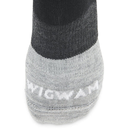 Trail Junkie Ultralight Low Sock With Merino Wool - Black toe perspective - made in The USA Wigwam Socks