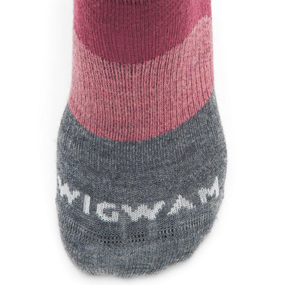 Trail Junkie Ultralight Low Sock With Merino Wool - Rhododendron toe perspective - made in The USA Wigwam Socks