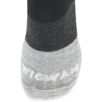 Trail Junkie Lightweight Low Sock With Merino Wool - Black toe perspective - made in The USA Wigwam Socks