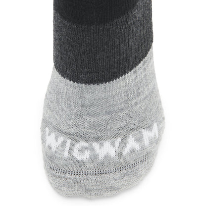 Trail Junkie Lightweight Quarter Sock With Merino Wool - Black toe perspective - made in The USA Wigwam Socks