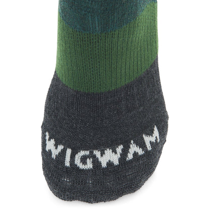 Trail Junkie Lightweight Quarter Sock With Merino Wool - June Bug toe perspective - made in The USA Wigwam Socks