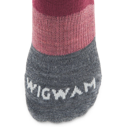 Trail Junkie Lightweight Quarter Sock With Merino Wool - Rhododendron toe perspective - made in The USA Wigwam Socks
