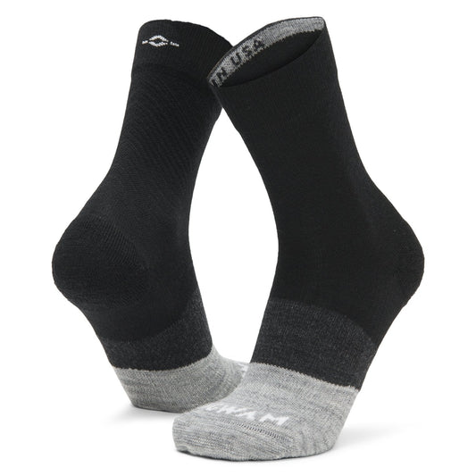 Trail Junkie Lightweight Mid Crew Sock With Merino Wool - Black full product perspective