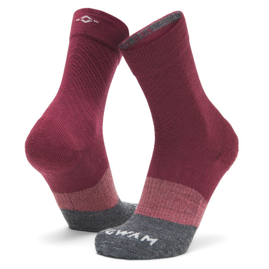 Trail Junkie Lightweight Mid Crew Sock With Merino Wool - Rhododendron full product perspective