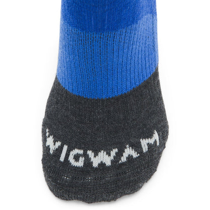 Trail Junkie Lightweight Mid Crew Sock With Merino Wool - Surf The Web toe perspective - made in The USA Wigwam Socks