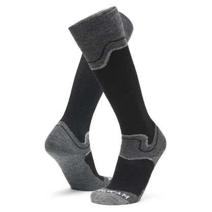 Snow Junkie Ultra Lightweight Over-The-Calf Sock - Black full product perspective - made in The USA Wigwam Socks