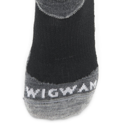 Snow Junkie Ultra Lightweight Over-The-Calf Sock - Black toe perspective - made in The USA Wigwam Socks