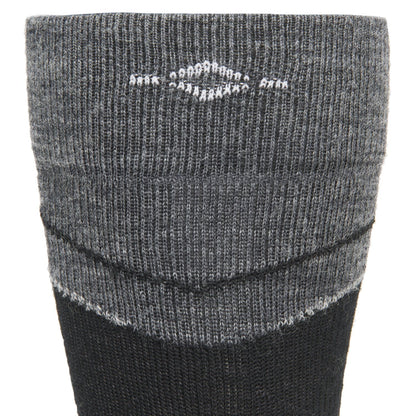 Snow Junkie Ultra Lightweight Over-The-Calf Sock - Black cuff perspective - made in The USA Wigwam Socks