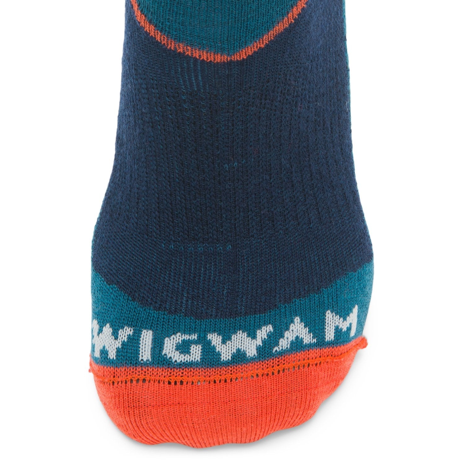 Snow Junkie Ultra Lightweight Over-The-Calf Sock - Navy II toe perspective - made in The USA Wigwam Socks