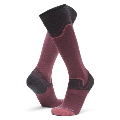 Snow Junkie Lightweight Compression Over-The-Calf Sock - Catawba Grape full product perspective - made in The USA Wigwam Socks