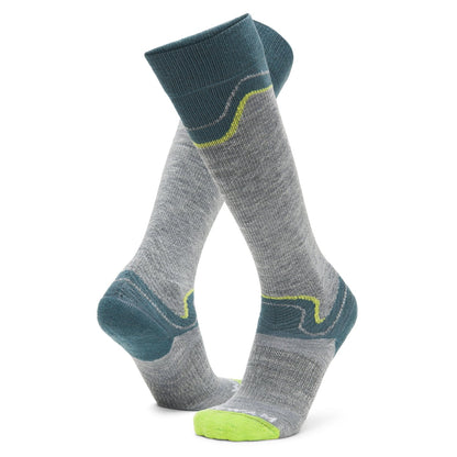 Snow Junkie Lightweight Compression Over-The-Calf Sock - Grey full product perspective - made in The USA Wigwam Socks