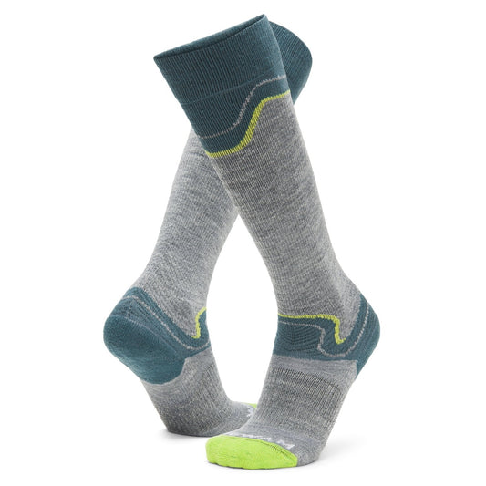 Snow Junkie Lightweight Compression Over-The-Calf Sock - Grey full product perspective