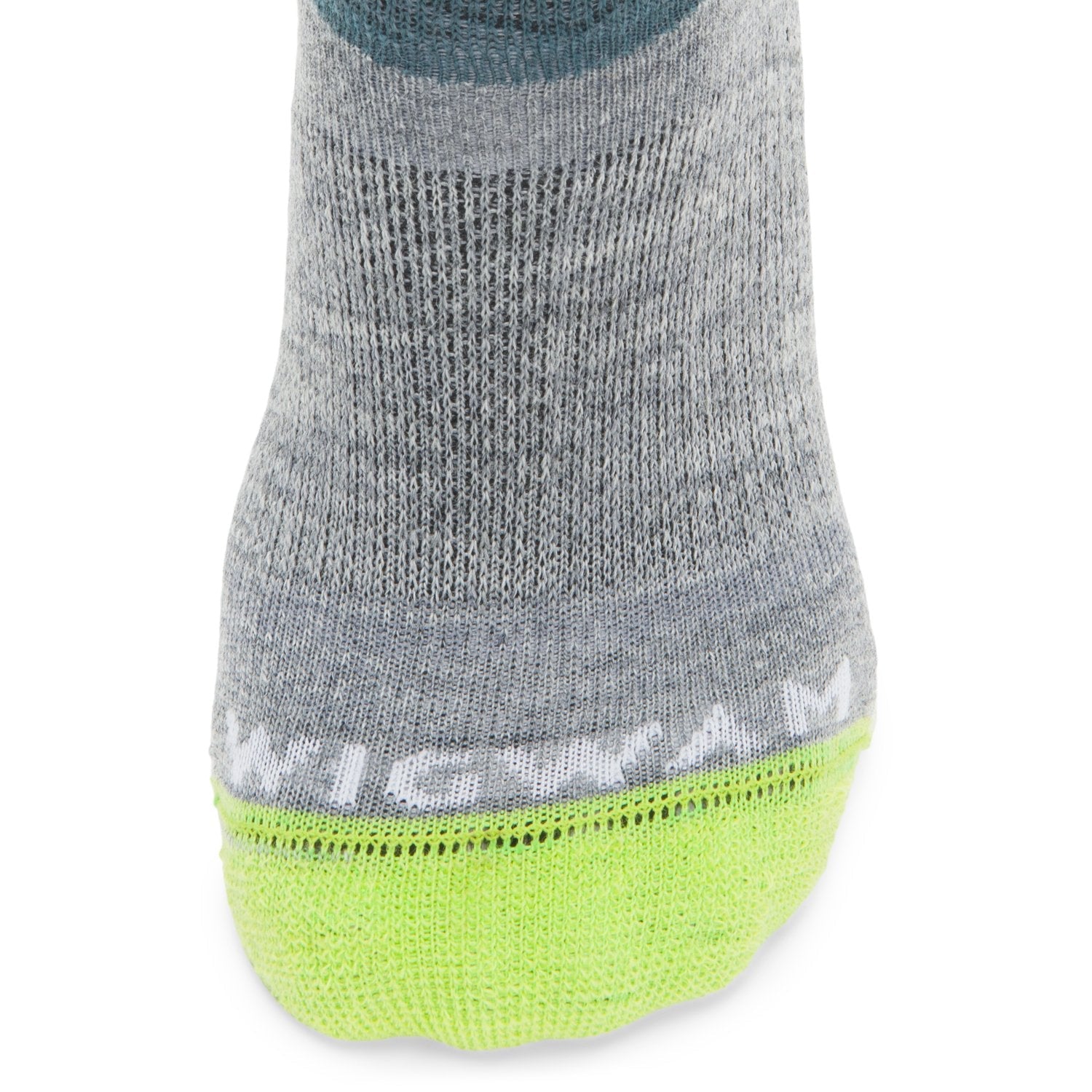 Snow Junkie Lightweight Compression Over-The-Calf Sock - Grey toe perspective - made in The USA Wigwam Socks