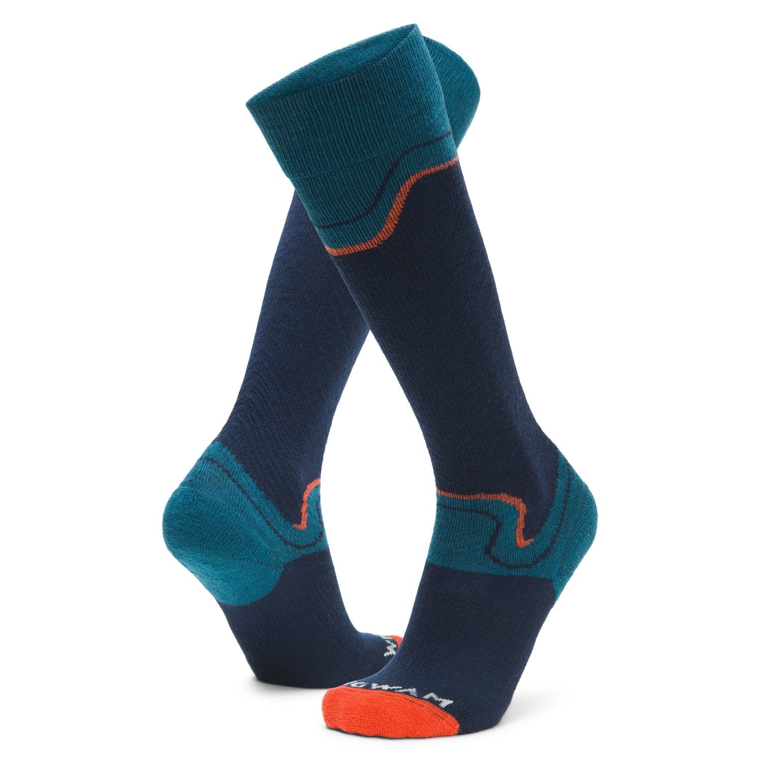Snow Junkie Lightweight Compression Over-The-Calf Sock - Navy II full product perspective - made in The USA Wigwam Socks