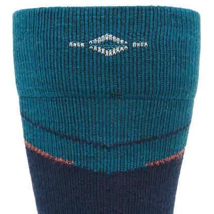 Snow Junkie Lightweight Compression Over-The-Calf Sock - Navy II cuff perspective - made in The USA Wigwam Socks