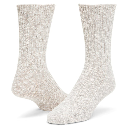 Cypress Crew Lightweight Cotton Sock - White/Grey full product perspective - made in The USA Wigwam Socks