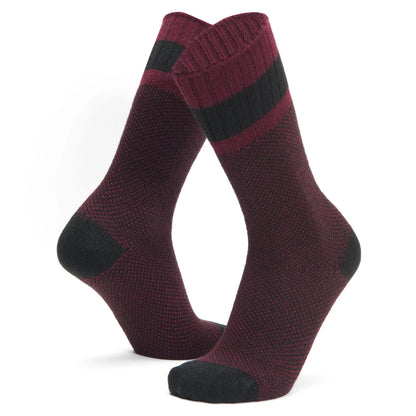 Cursor Crew Lightweight Acrylic Sock - Burgundy full product perspective - made in The USA Wigwam Socks