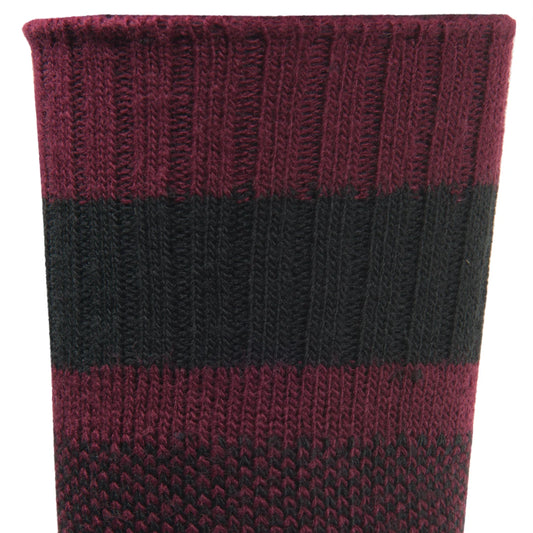 Cursor Crew Lightweight Everyday Acrylic Sock - Burgundy cuff perspective