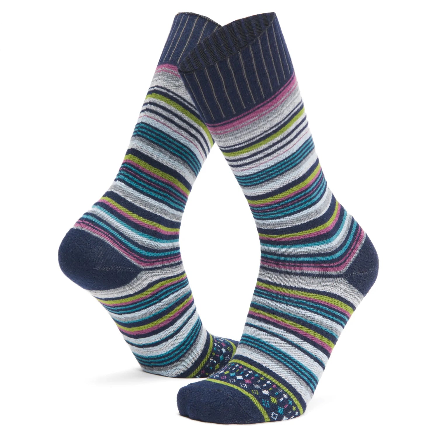 Inline Non-Cushioned Crew Sock - Navy II full product perspective - made in The USA Wigwam Socks