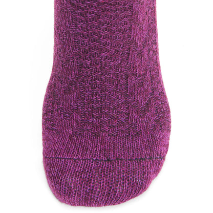 Cable Curl Lightweight Crew Sock - Deep Plum toe perspective - made in The USA Wigwam Socks