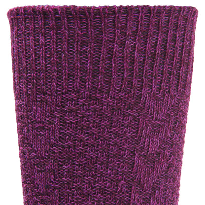Cable Curl Lightweight Crew Sock - Deep Plum cuff perspective - made in The USA Wigwam Socks