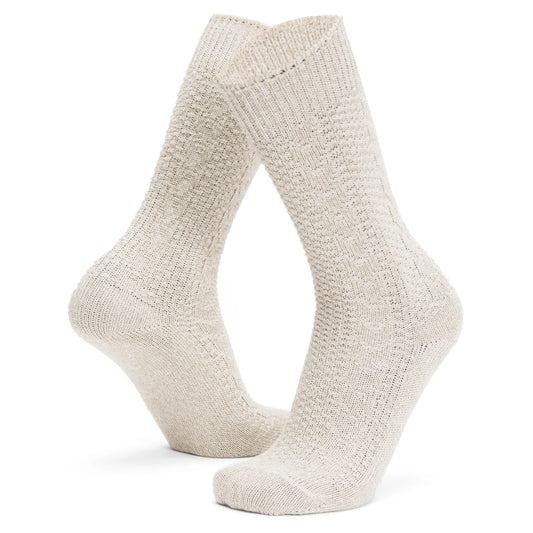 Cable Curl Lightweight Crew Sock - Khaki full product perspective