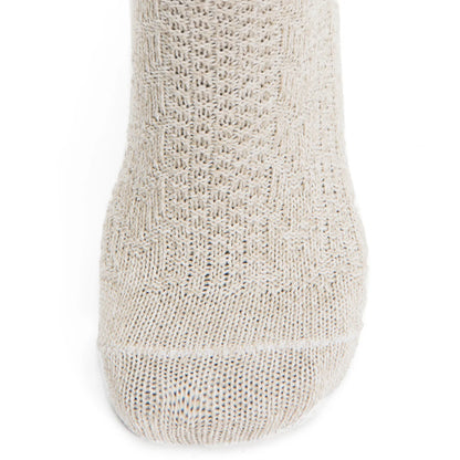Cable Curl Lightweight Crew Sock - Khaki toe perspective - made in The USA Wigwam Socks