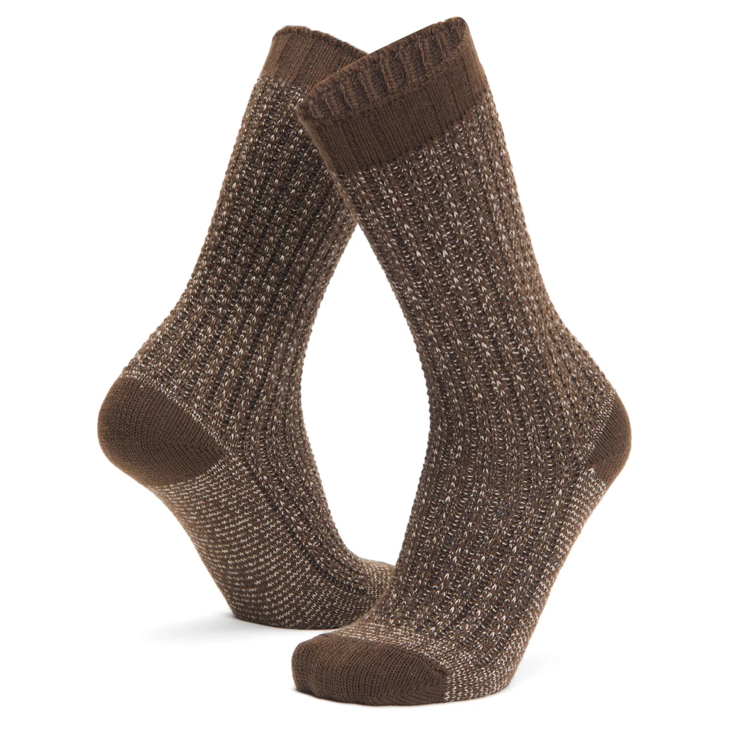 Pointe Lightweight Crew Sock - Brown full product perspective - made in The USA Wigwam Socks